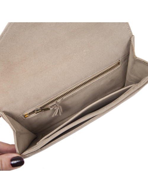 HERMES vintage clutch in naturel suede