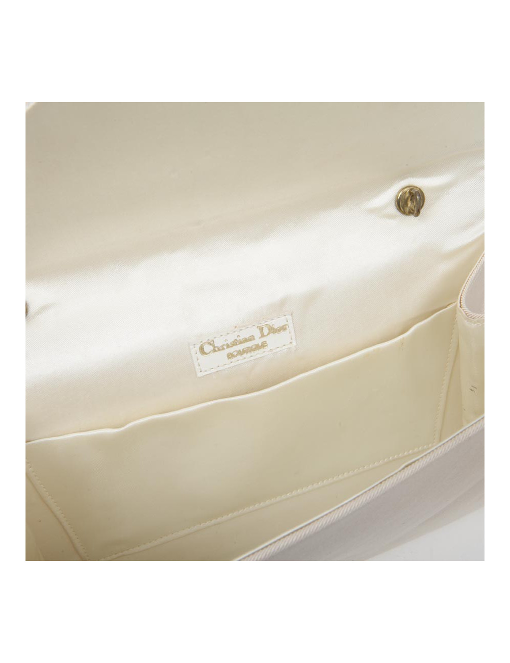 Pochette CHRISTIAN DIOR satin duchesse beige Vintage