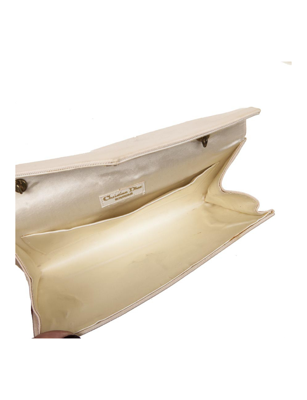 CHRISTIAN DIOR vintage clutch in ivory satin