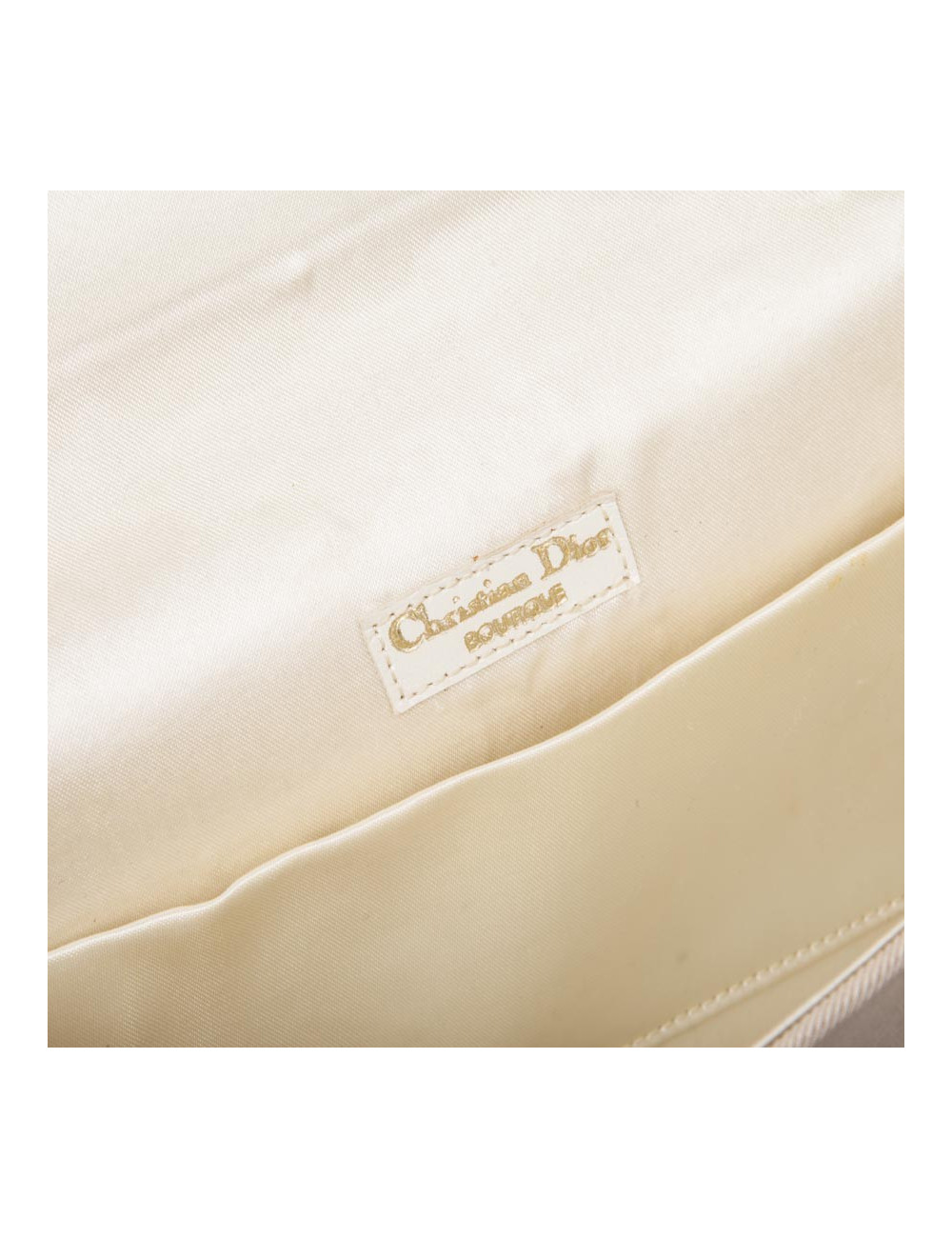 Pochette CHRISTIAN DIOR satin duchesse beige Vintage
