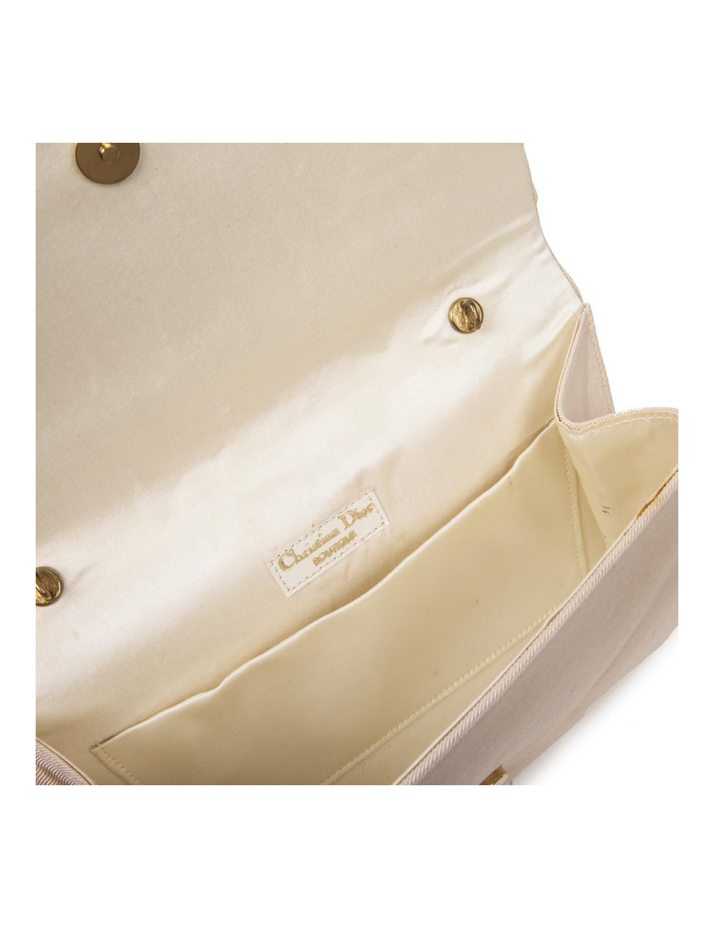 CHRISTIAN DIOR vintage clutch in ivory satin