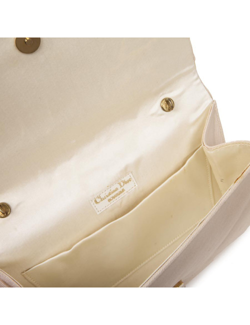 CHRISTIAN DIOR vintage clutch in ivory satin