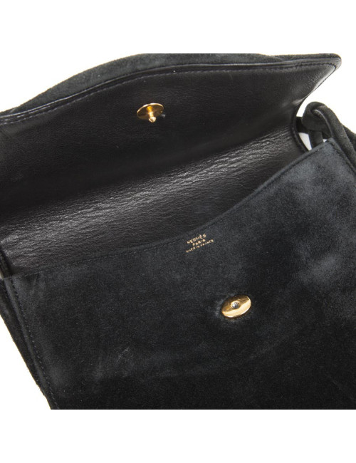 HERMES vintage clutch in black suede
