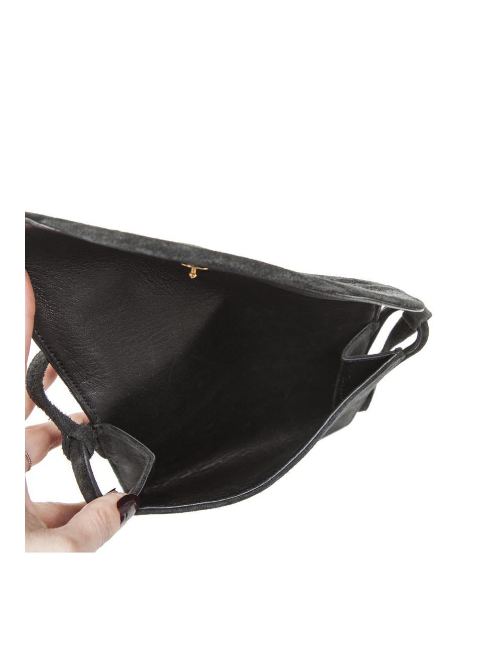 HERMES vintage clutch in black suede