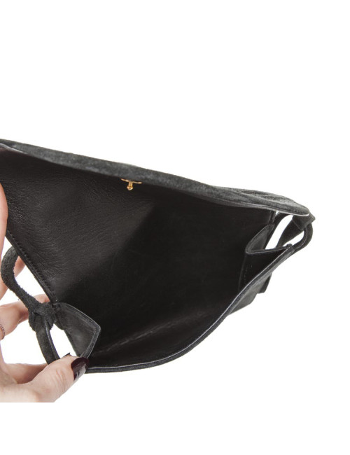 HERMES vintage clutch in black suede