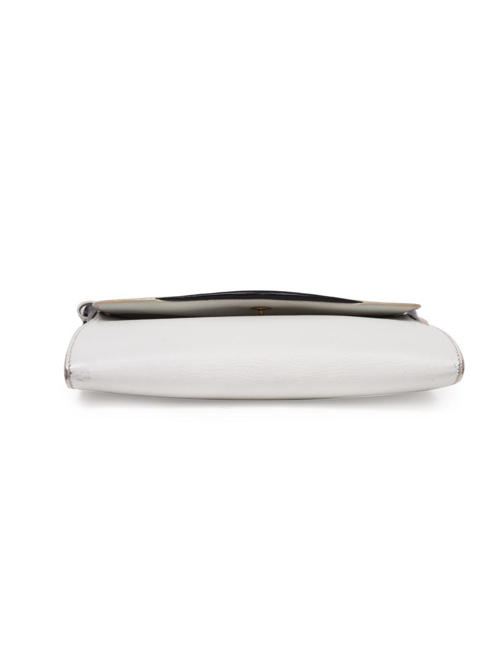 HERMES vintage bag in white leather and night blue trim