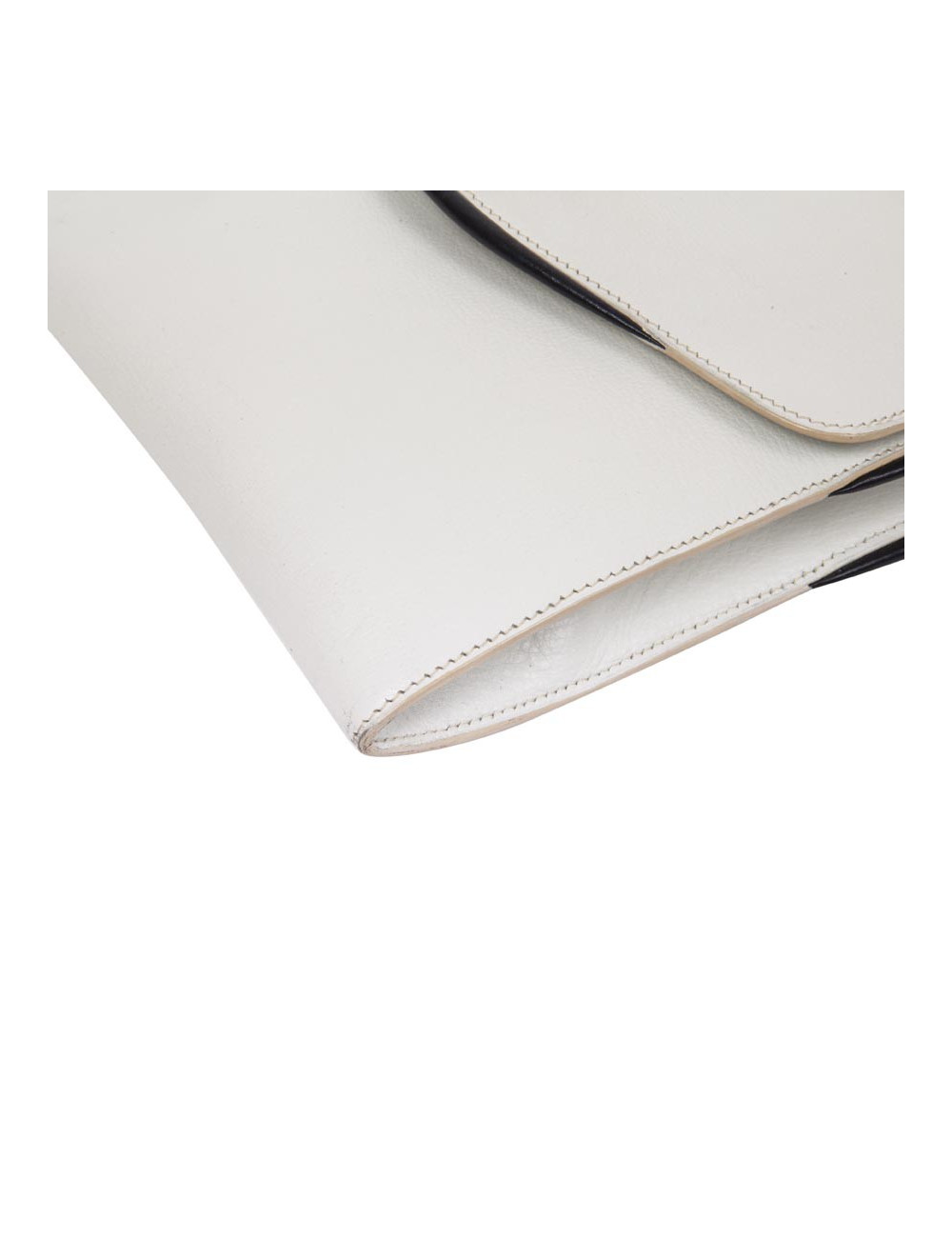 HERMES vintage bag in white leather and night blue trim