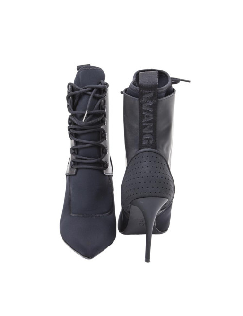 ALEXANDER WANG ankle high heel boots in thick black fabric with lace size 41EU