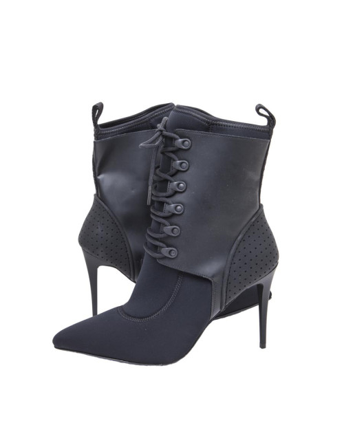 ALEXANDER WANG ankle high heel boots in thick black fabric with lace size 41EU