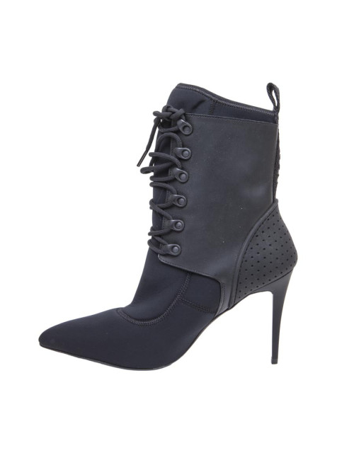 ALEXANDER WANG ankle high heel boots in thick black fabric with lace size 41EU