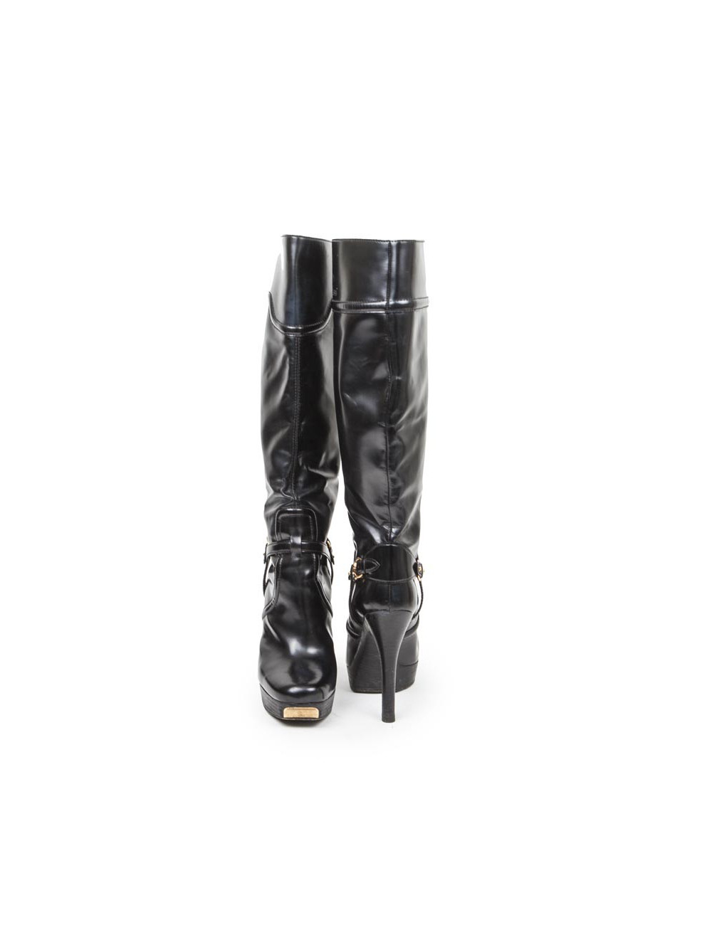 GUCCI high boots in black matt patent leather size 40EU