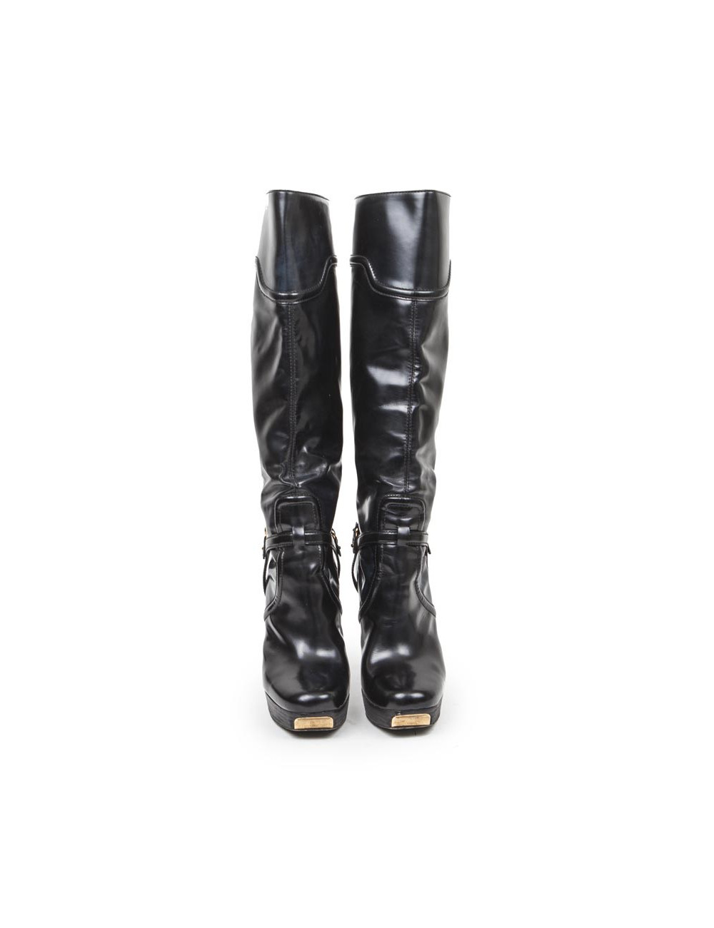 GUCCI high boots in black matt patent leather size 40EU