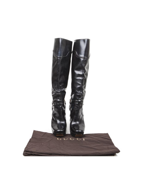 Bottes à talons GUCCI T 40  cuir noir