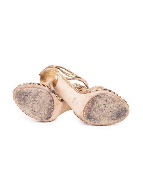 GUCCI High-Heeled Sandals in Golden Python Size 40FR