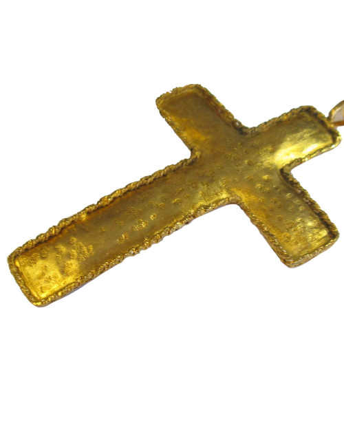 Sautoir croix MARGUERITE de VALOIS en métal doré à l'or fin