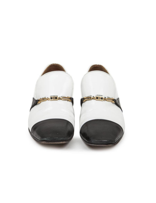 CELINE moccasins in varnished white and black leather size 38 EU