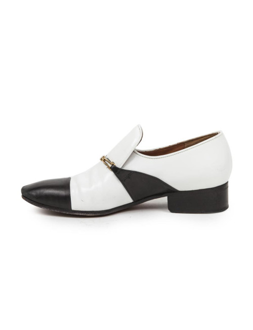 CELINE moccasins in varnished white and black leather size 38 EU