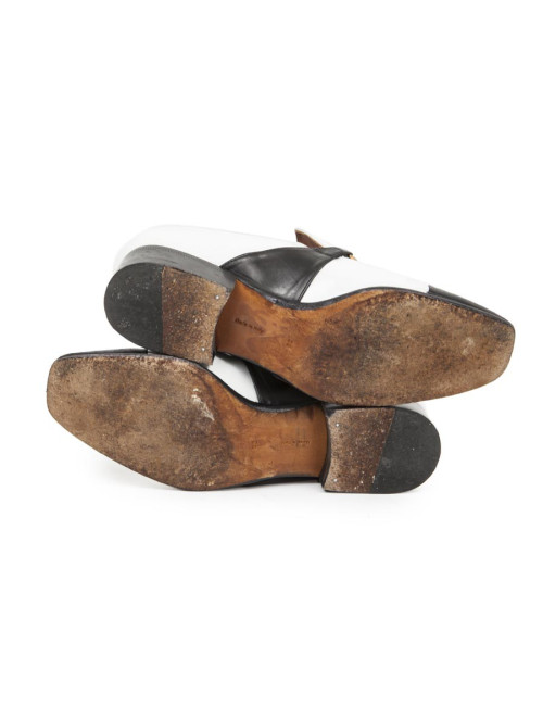 CELINE moccasins in varnished white and black leather size 38 EU