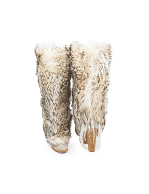 Bottes T avec fourrure, couleur gris et blanc