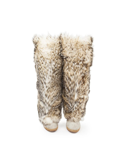 Bottes T avec fourrure, couleur gris et blanc