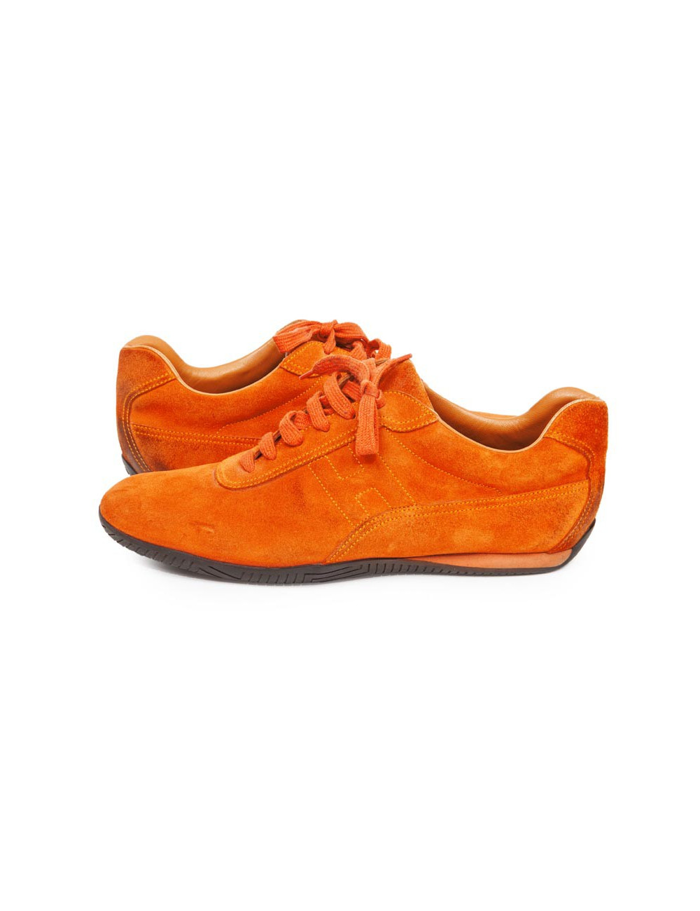 Baskets Homme HERMES T orange en daim