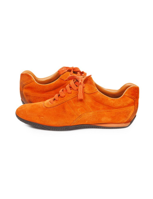 Baskets Homme HERMES T orange en daim