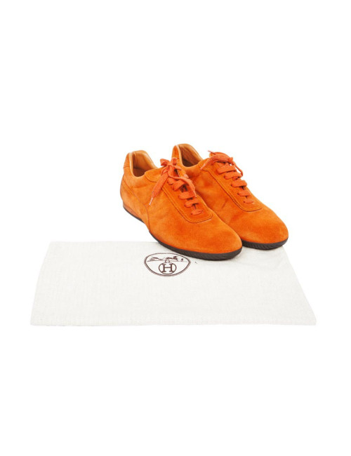 Baskets Homme HERMES T orange en daim
