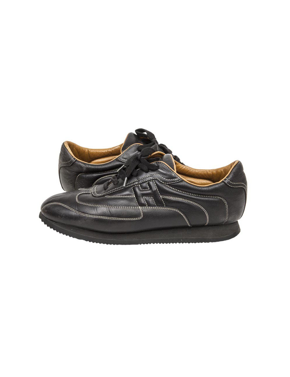 Baskets Homme HERMES T en cuir noir