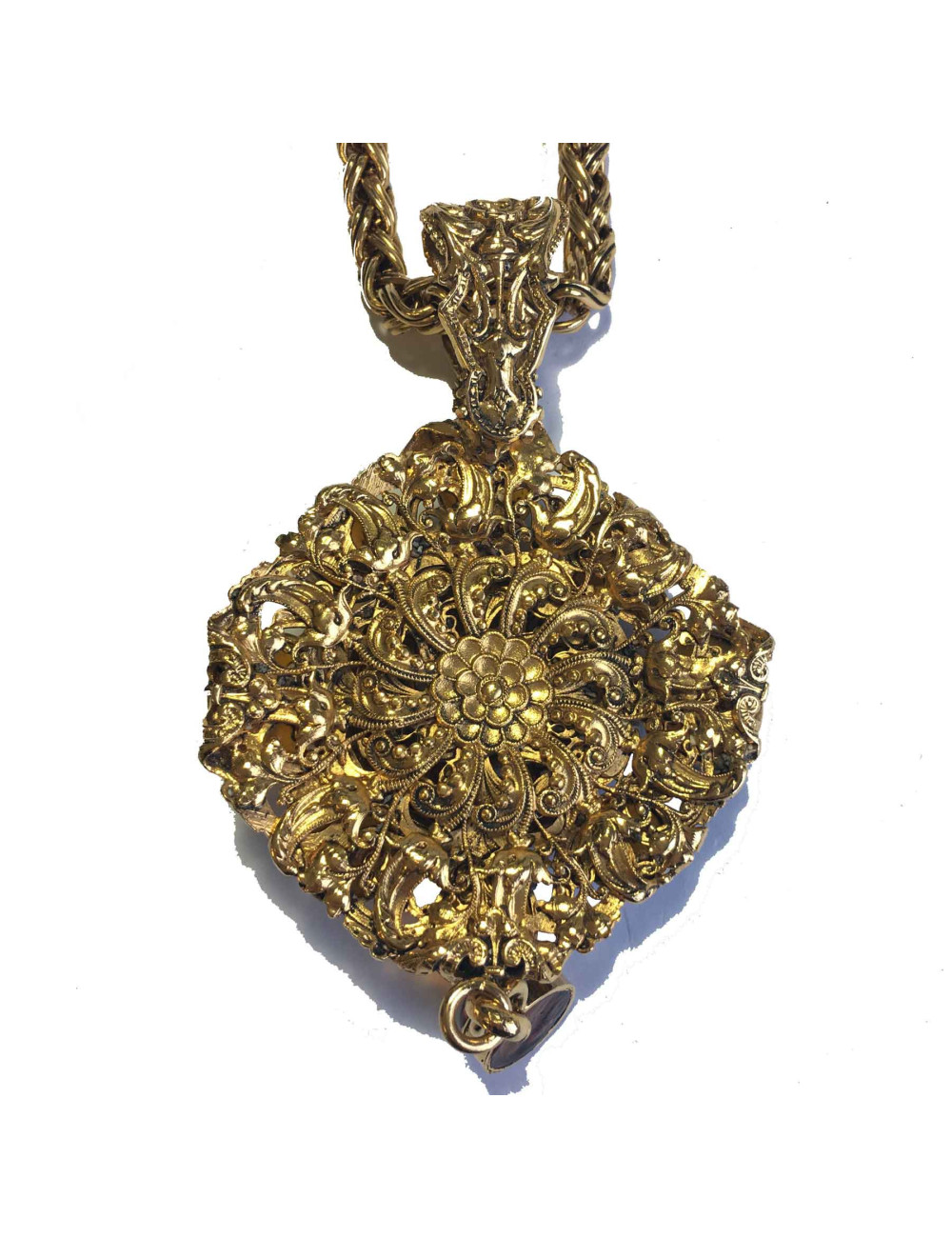 Sautoir MARGUERITE de VALOIS pâte de verre topaze