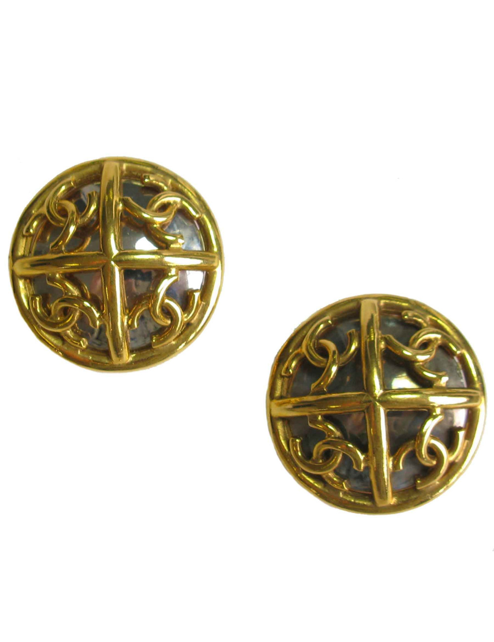 Boucles d'oreille clips CHANEL Vintage en métal doré