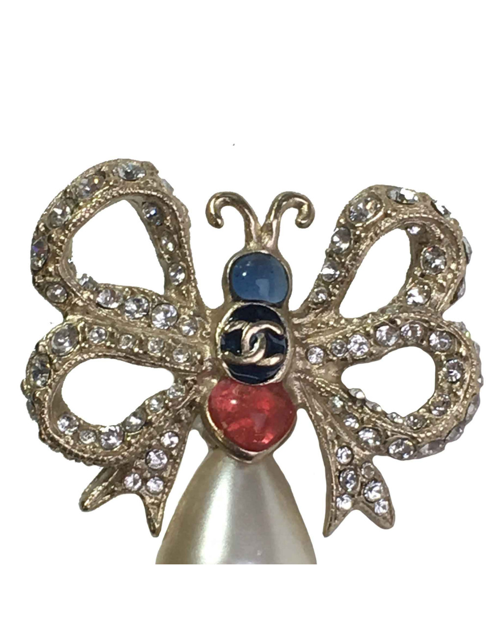 Boucles d'oreille clous CHANEL Noeuds et perle ovale nacrée