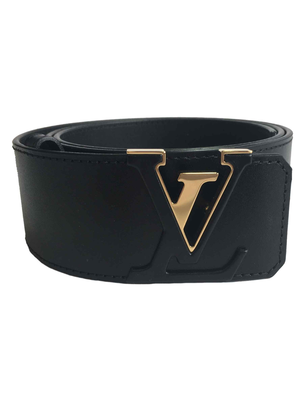  Ceinture LOUIS VUITTON T90  mixte LV initiales en cuir lisse noir