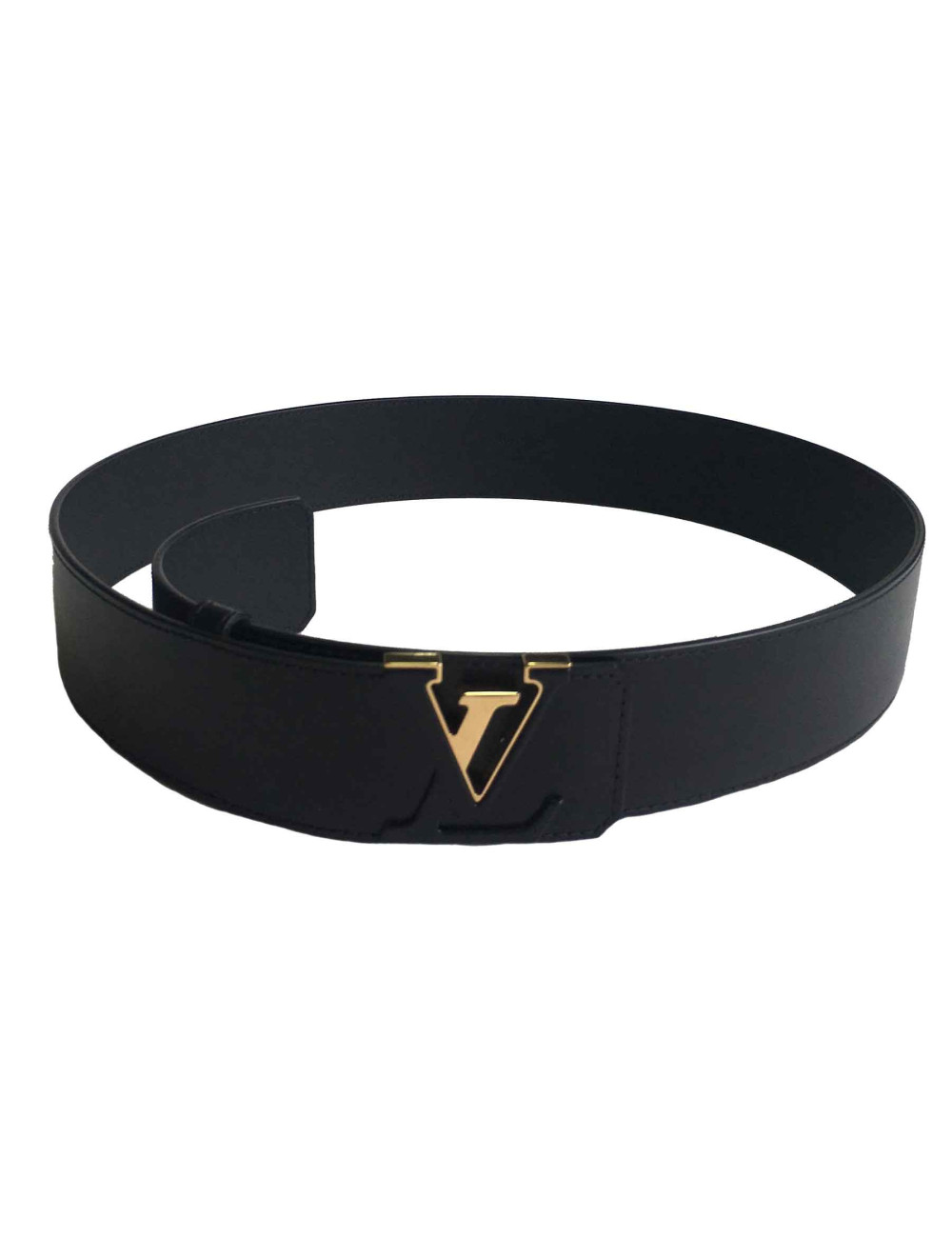  Ceinture LOUIS VUITTON T90  mixte LV initiales en cuir lisse noir