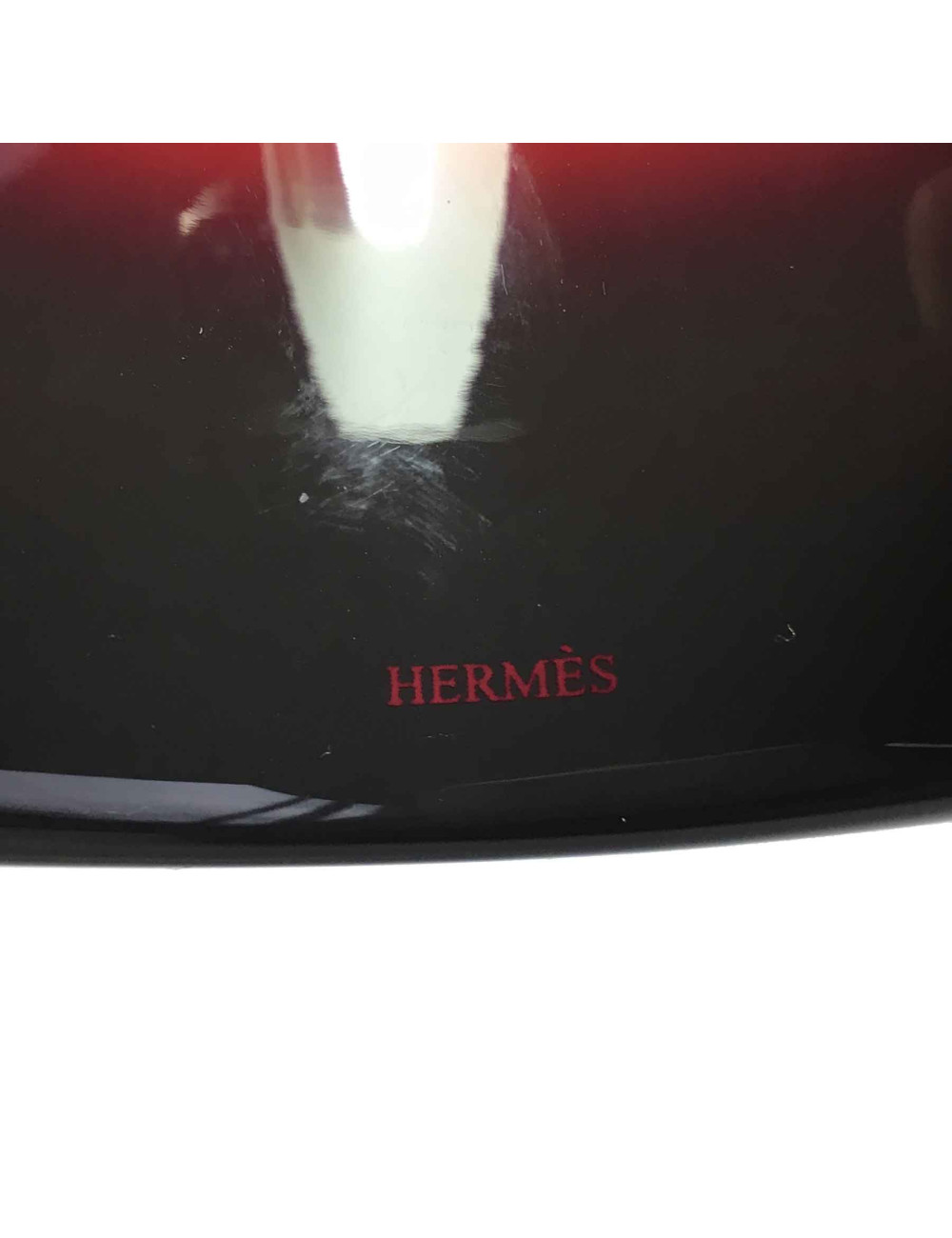 HERMES cuff bracelet in red and gray lacquered wood size M