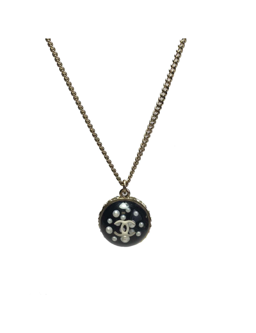 Collier pendentif CHANEL boule CC inclusion de perles nacrées