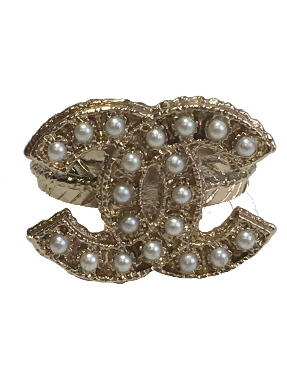 Bague CHANEL T50 CC perlée 