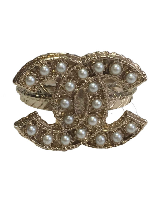 Bague CHANEL T50 CC perlée 