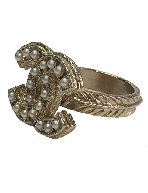 Bague CHANEL T50 CC perlée 