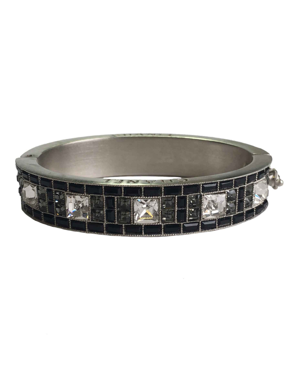 Bracelet CHANEL rigide strass  noirs et brillants