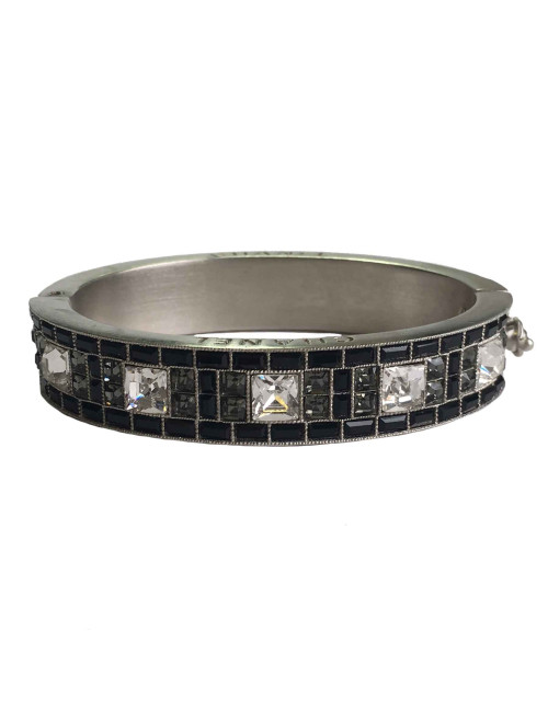 Bracelet CHANEL rigide strass  noirs et brillants