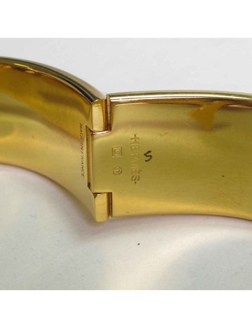 Bracelet Clic Clac HERMES en émail jaune, plaqué or