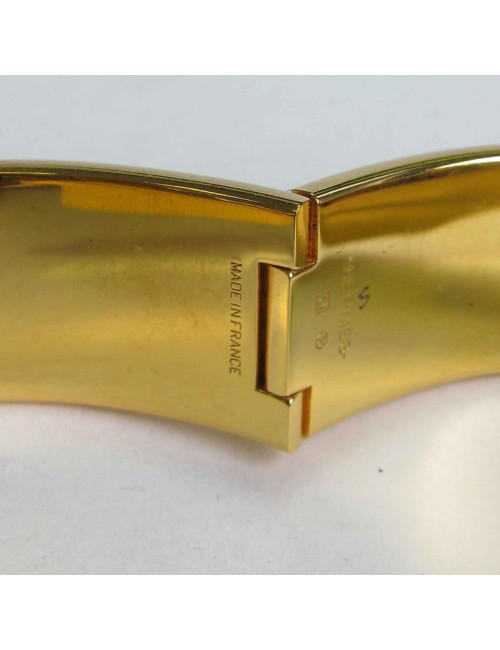 Bracelet Clic Clac HERMES en émail jaune, plaqué or