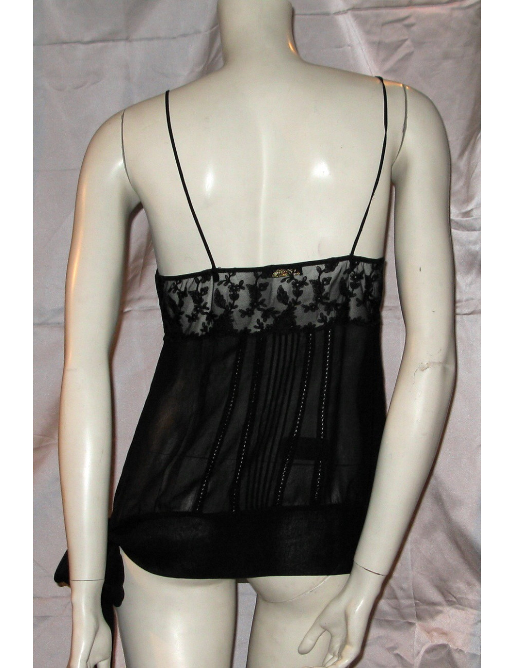 Top LA PERLA en soie et dentelle noire T2
