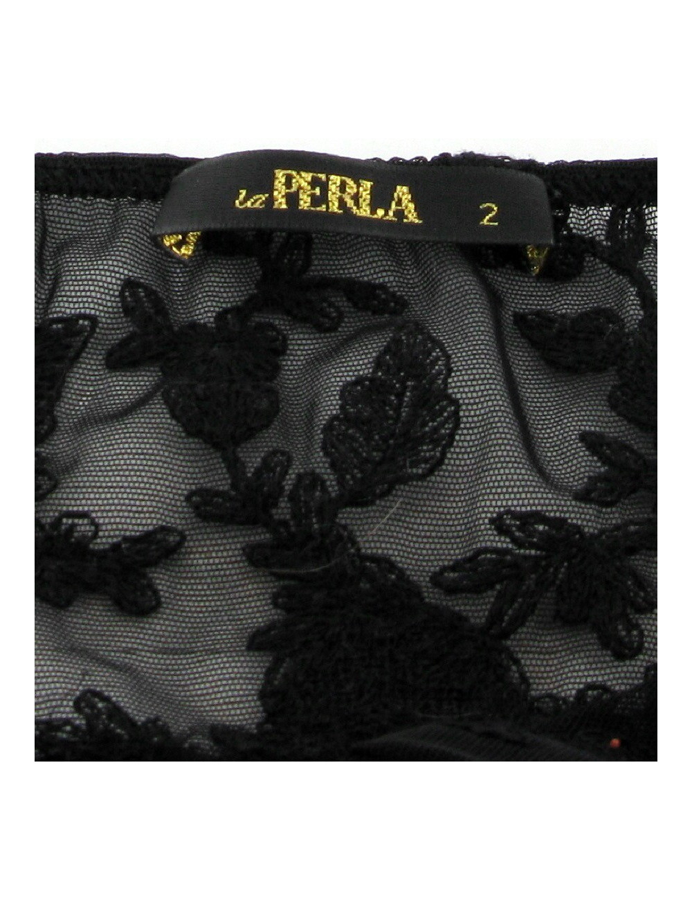Top LA PERLA en soie et dentelle noire T2