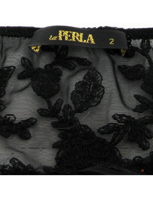 Top LA PERLA en soie et dentelle noire T2