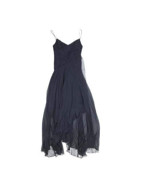 Robe CHANEL T 36 longue et fluide bleu foncé