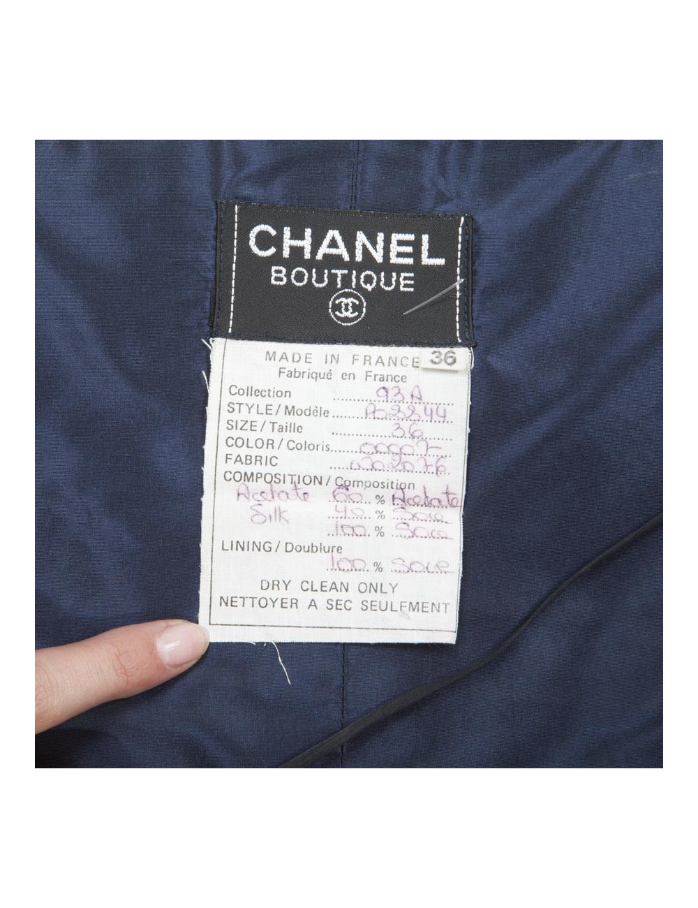 Robe CHANEL T 36 longue et fluide bleu foncé