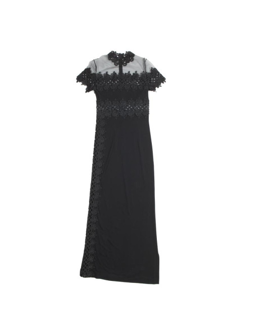 JIKI Monte Carlo Long Evening Dress in black viscose and tulle 38FR