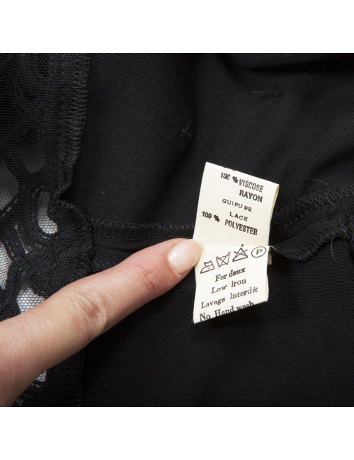 Robe JIKI T 38 longue noire avec borderies