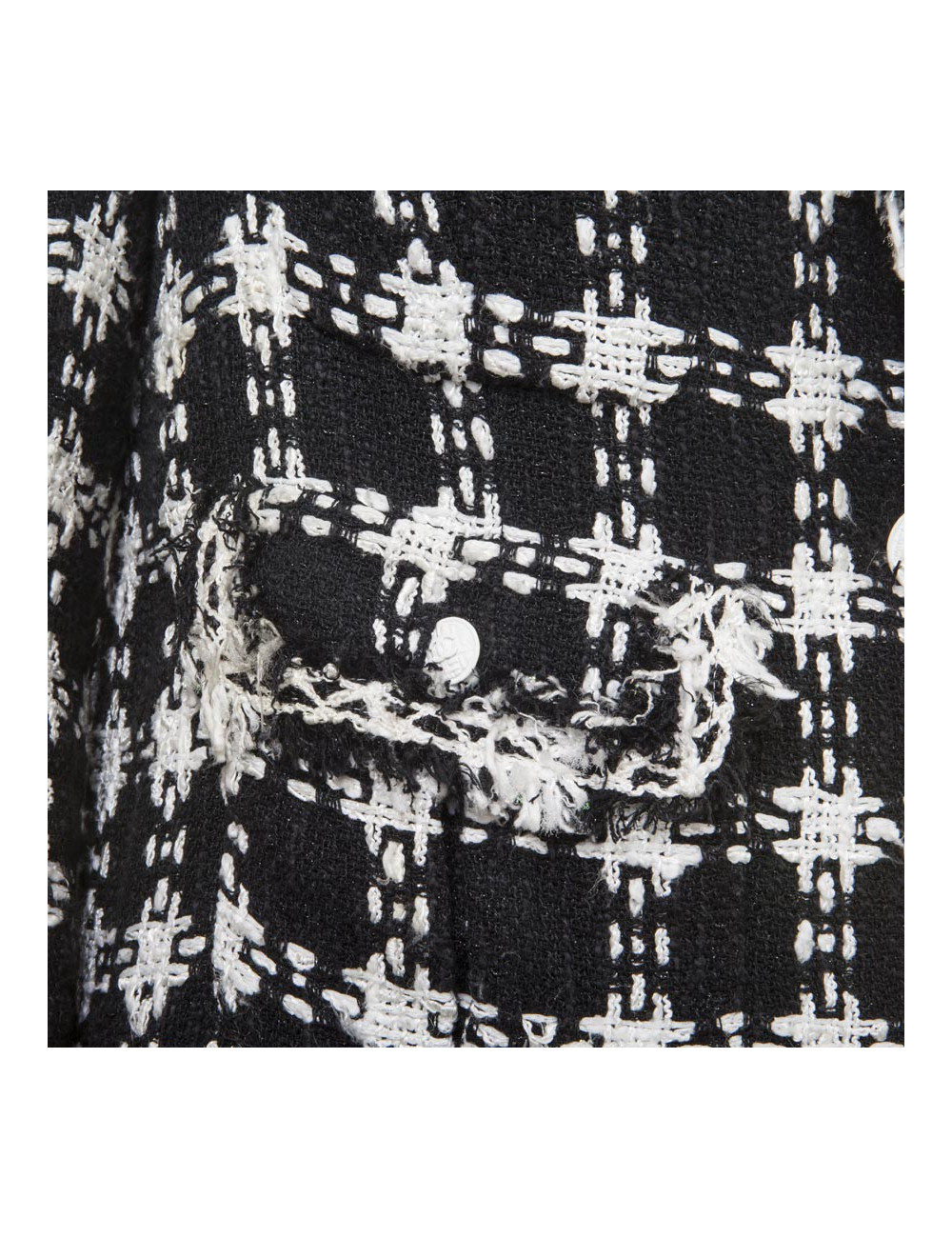 CHANEL Jacket in Black and White Cotton and Viscose Size 38FR